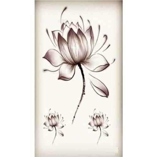 Wholesale New Water Transfer Temporary Tattoos Stickers Waterproof Fake Tattoo Stickers Colored Water Lily Lotus Flower Hot Sale