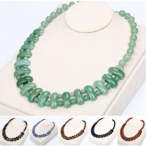 Natural Stone Necklace Statement Choker Bib Collar Crystal Malachite Tiger Eye Beads For Women Jewelry Necklaces Vintage