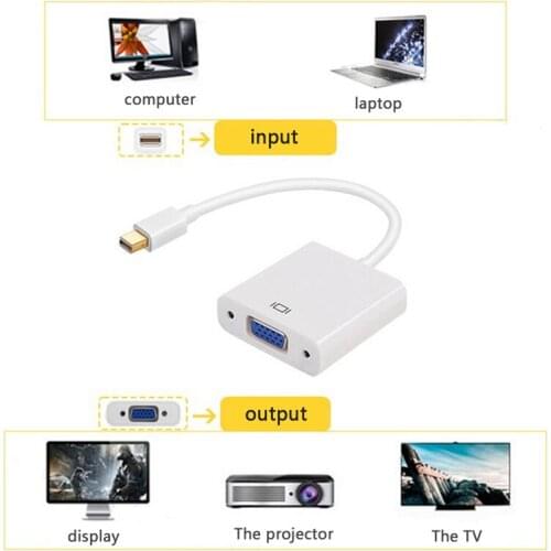 Thunderbolt Mini DP To VGA Female Port Converter Cable Video Display Adapter