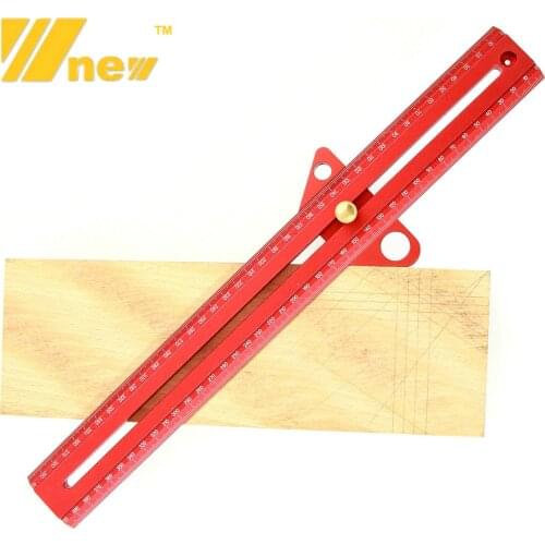 Luxury Woodworking Angle Scribe Adjustable T-type Scribing Line Ruler Multifunction Marking Gauge Aluminum Alloy Measuring Tools