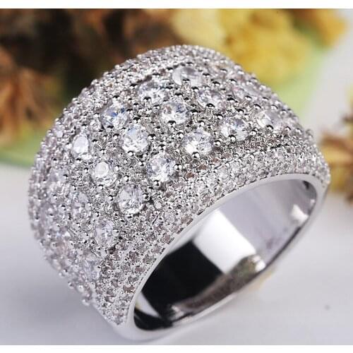 Luxury Big Multi Paved diamond Female Rings 925 Sterling Silver Party Wedding Jewelry Aneis Feminino