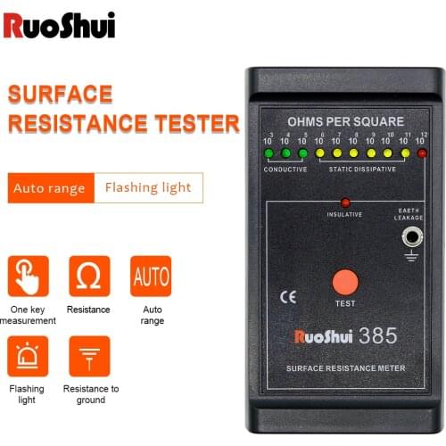 RuoShui 385 Surface Resistance Meter electronic components Electrostatic Instrument Static Detector Insulation Resistance Tester