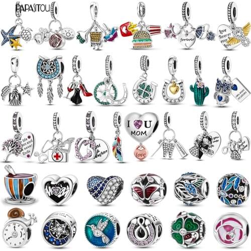 HOT SALE 100% Real 925 Silver Crab & Fox Beads Charms Fit Original Pandora Bracelets Bangle For Women Jewelry Gift