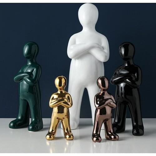 Nordic modern abstract people ceramic decoration Fun Kung Fu Kid Art Living Room Ornament