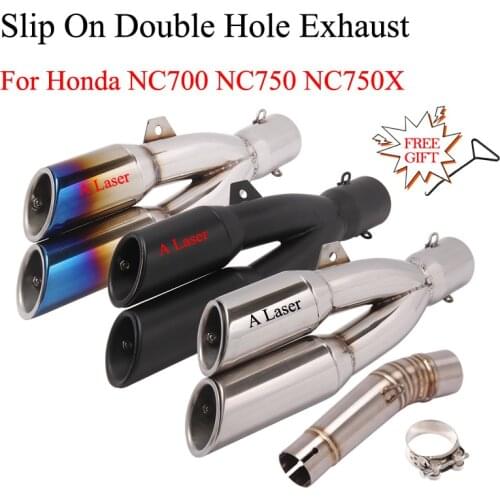 Slip On Motorcycle Exhaust Modified Double Hole DB Killer Escape Muffler Middle Link Pipe For Honda NC700 NC750 NC750X
