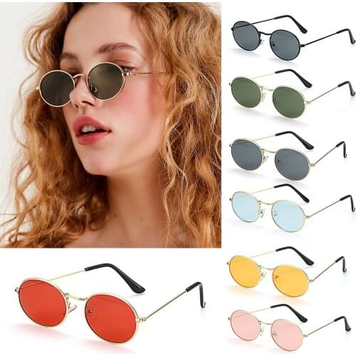 Fashion Small Metal Frame Oval Women Sunglasses Retro Mens Shades Sun Glasses Unisex Summer Vintage UV400 Eyewear