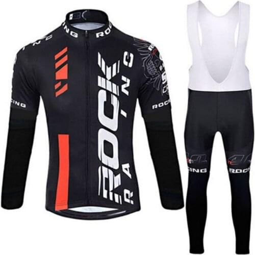Rock Racing SPring/Autumn Cycling Clothing Pant Set MTB Skull Bike Jersey Mens Breathable and sweat-absorbent Long Cycling Wear