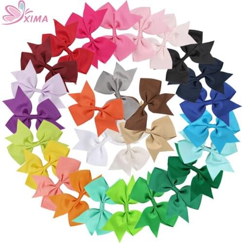 XIMA 28pcs/lot 5inch Grosgrain Ribbon Bows With Clip Hair Bows for Women Hair Accessories
