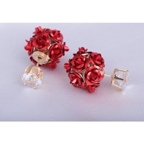 UFOORO stud earrings Wedding jewelry fashion women Lucky Luxury rose cluster girl best Earrings gift Distribution