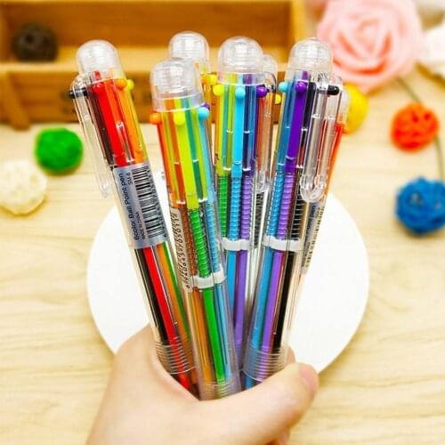 1Pc 0.5mm Multi-color 6 In 1 Color Ballpoint Pen Students Plastic Pen Office School Supply Ballpoint J0W2