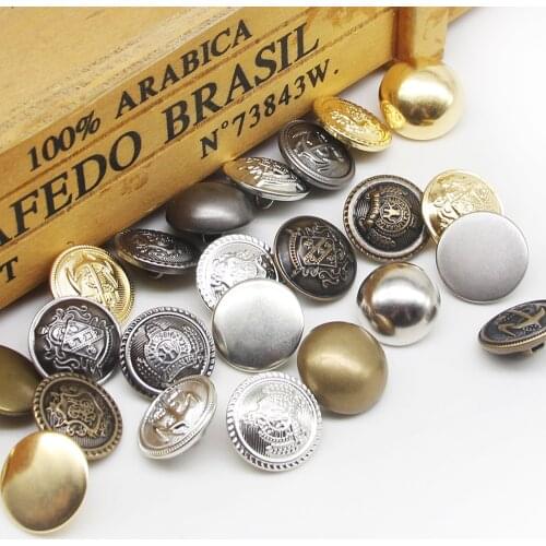 10pcs/lot 15/18/20/23/25mm vintage copper metal buttons garment overcoat sewing accessories buttons for clothing crafts DIY