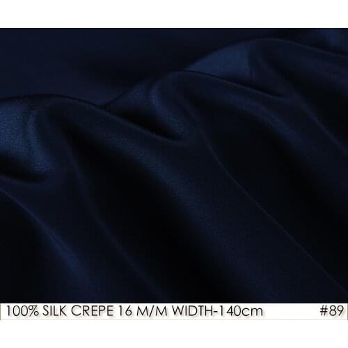 100% SILK CREPE DE CHINE 140cm width 16momme Natural Silk sewing fabric NavyBlue NO89