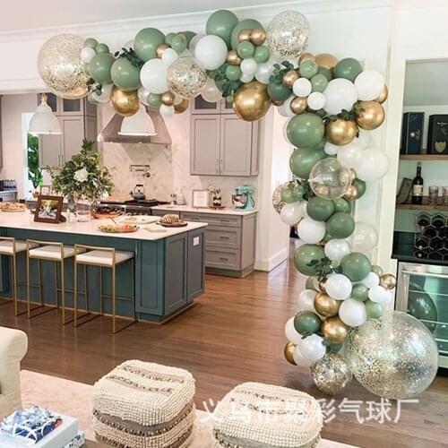 110Pcs retro color red bean paste green balloon set birthday party decoration retro green balloon set