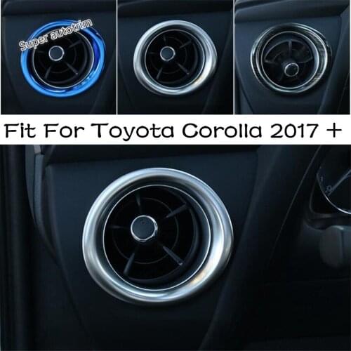 Lapetus Stainless Steel Interior Dashboard Air Conditioner AC Vent Outlet Frame Cover Trim 2PCS Fit For Toyota Corolla 2017 2018