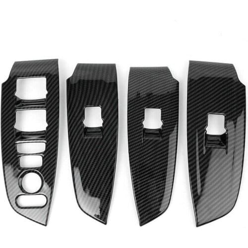 4Pcs Carbon Fiber Car Interior Door Armrest Window Lift Switch Panel Cover Trim for Honda Accord 2018-2021 Window Panel Cover
