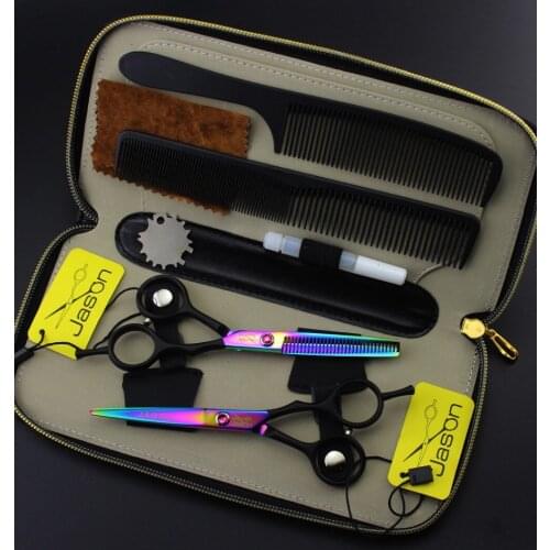 4Pcs Hairdressing Scissors 5.5 inch 16cm Brand Jason TOPGRADE Japan 440C Cutting Scissors Thinning Shears Hair Scissors