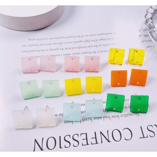 5 pairs 15mm square earpins charms, circulaPendant Earring Pendant DIY, Earring Accessories, Handmade DIY Materials