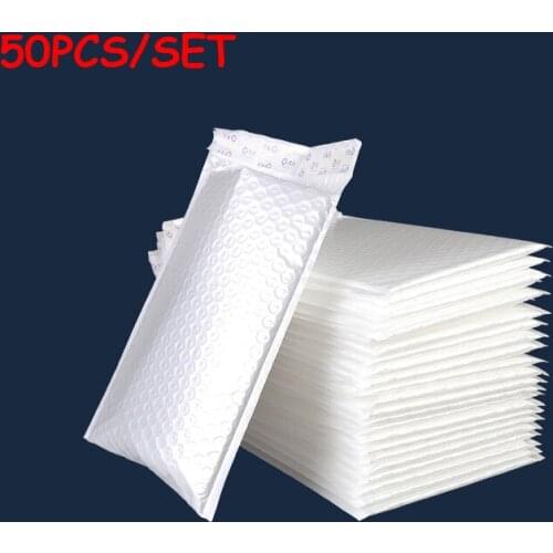 50PCS/SET White Bag Foam Envelope Office Packaging Envelope Moistureproof Packages Bag Bubble Mailer Mailing Shipping Bag