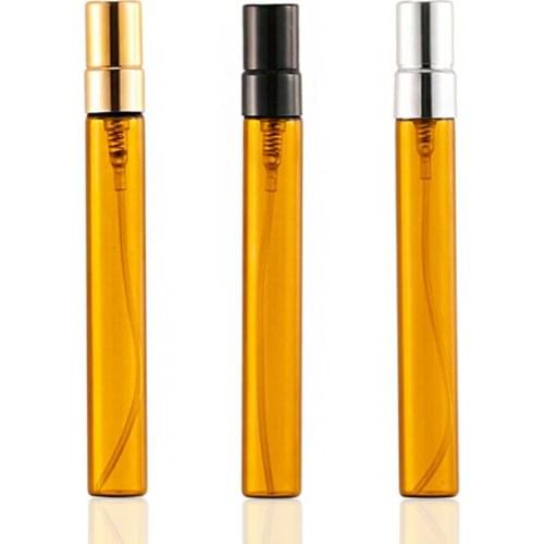 500pcs 10ML Empty Amber Glass Spray Bottle Small Atomizer Perfume Bottles with Silver/gold/Black Lid