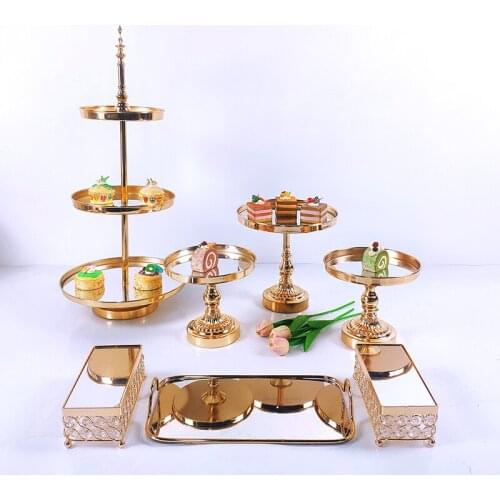 6-10PC Crystal Metal Wedding Cake Stand Rack Holiday Party Display Tray Cupcake plate