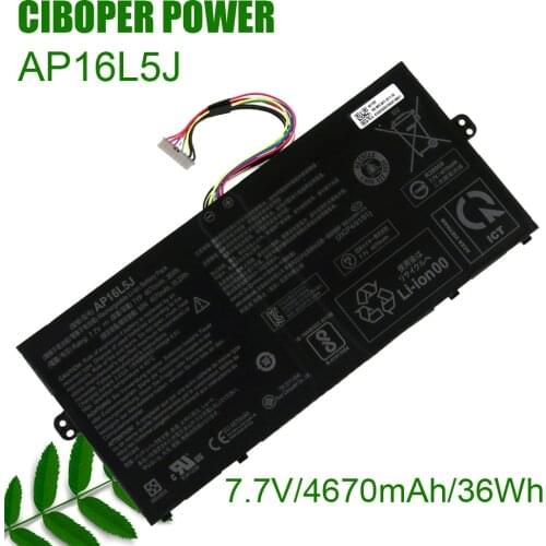 Original Quality Laptop Battery AP16L5J 7.7V 4670mAh 36Wh For SF514-52T-83U3 SF514-52T-86W1/SP111-32N SF514-52T-5847 2ICP4/91/91