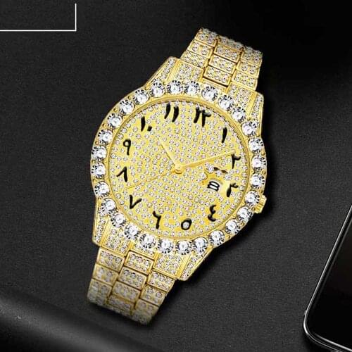 Bling Big Diamond Watch For Men Full AAA CZ Iced Out Mens Watches Luxury Quartz Wristwatches Waterproof Hip Hop Male Clock Reloj