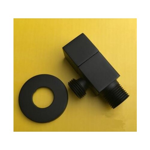 Solid copper black matte square angle valve, Thickened faucet water valve hot and cold water through the valve explosion chrome