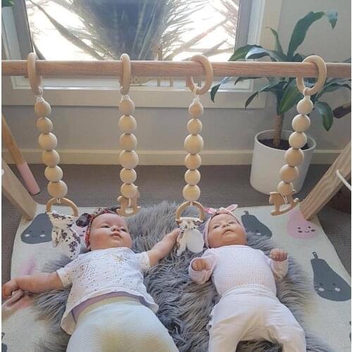 Kids Rattle Toys for 0-12 Months Baby Gym Play Nursery Sensory Ring-pull Teether Toy Stroller Hanging Pendant Wooden Toddler