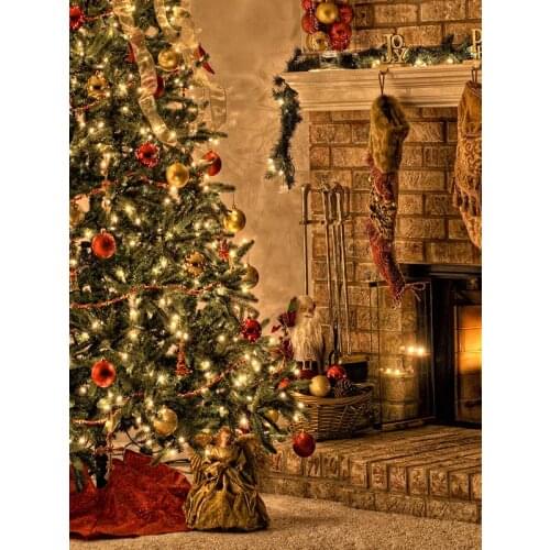 VinylBDS photography backdrops christmas Warm Christmas tree toys 5x7ft(1.5x2.2m) studio walls ZJ