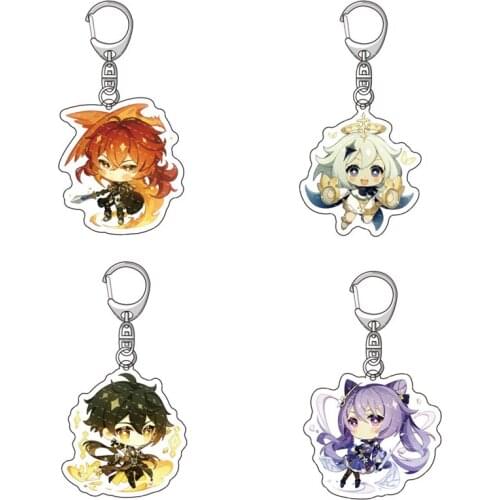 Genshin Impact Keychain Anime Figure Toys Kawaii Genshin Impact Game Acrylic Keychain Bag Decor Children Gift