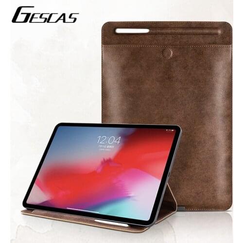 GESCAS Pad Case Purse Style For Pad Pro General 9.7/10.2/10.5/11 Inch Pad Case With Pen Slot Foldable Business Tablet PC Case