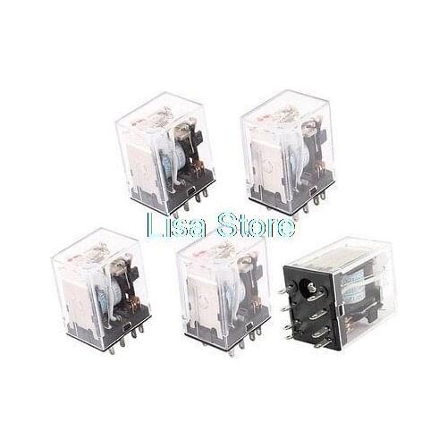 HH52PL AC 110/120V Coil 8-Pin DPDT Red LED Light Electromagnetic Relay 5 Pcs