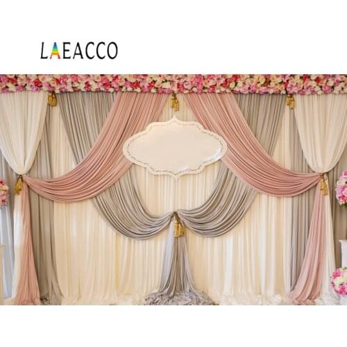 Laeacco Wedding Curtain Flower Party Princess Bridal Stage Baby Portrait Photo Background Photographic Backdrop For Photo Studio