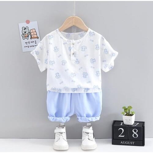Summer Children Baby Boys Girls Clothes Cartoon short sleeve T-Shirt Shorts 2pcs/Sets Toddler Cotton Clothing Infant Tracksuits