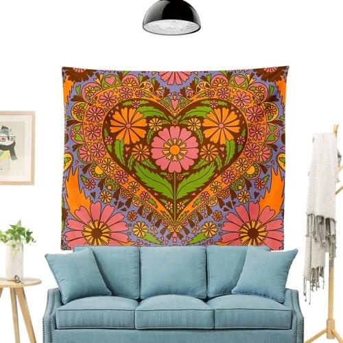 Hot New Vintage Flower Tapestries Hanging 80S Retro Wall Decor Tapestries Bedroom Drom Room 90S Floral Heart Wall Decor Tapestry