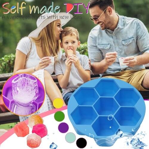 Multifunctional 7 Grids Round Honeycomb Silicone DIY ice Cube Maker Cocktail Whiskey Form For ice Cubes Tray Molds Kitchen Tools