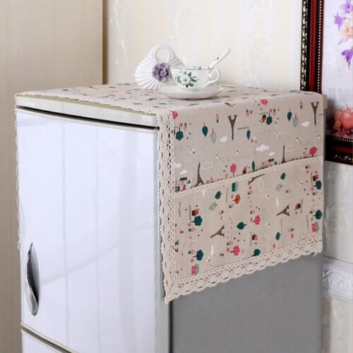Multifunctional Household Cotton And Linen Refrigerator Dust Cover Cover Towel Refrigerator Protective Cover Kitchen Supplies