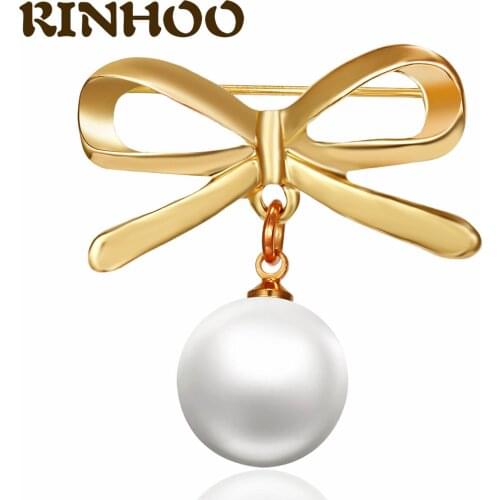 Fashion Cute Bowknot Brooches For Women Pin Clothes Decoration Anti-Exposure Buckle Neckline Fastener Nail Pearl Accessories