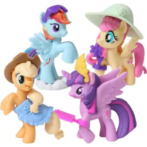 Hasbro My Little Pony 5cm Story Cartoon Figure for Children Gift Kid Unicorn Twilight Sparkle Applejack Fluttershy Kawaii