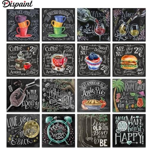 Dispaint Full Square/Round Drill 5D DIY Diamond Painting "Black Board Text" 3D Embroidery Cross Stitch 3D Home Decor Gift