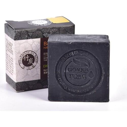 Natural Organic Herbal Essential Black Bamboo Oil Soap Whitening Handmade Soap Skin Remove Acne Deep Cleansing Face Hair Care