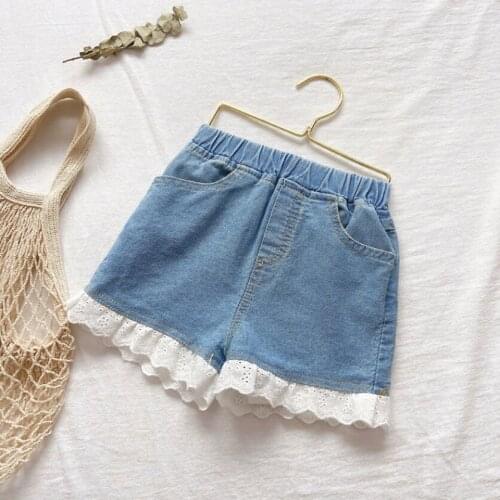 New Girls Denim Shorts Baby Girl Summer Lace Hot Pants Kids Clothes Children Beach Jean Short For Teenager