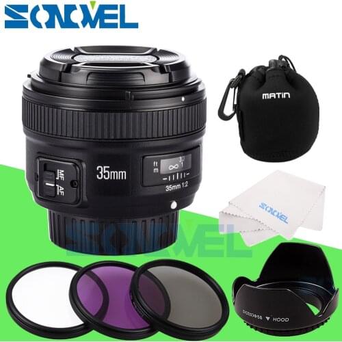 Yongnuo YN35mm F2 lens Wide-angle Large Aperture Fixed Auto Focus Lens For Nikon Canon + 58mm UV CPL FLD Lens Filter