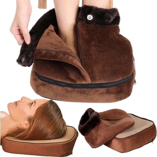 Electric Heated Foot care shoe Warmer tool pad Cosy Unisex Velvet Feet Warmer Massager Big Slipper Foot Heat Warm Massage Shoes