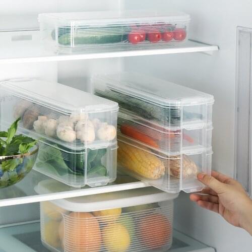 1/2/3pc Refrigerator Organizer Bins Stackable Fridge Food Storage Box with Lid Clear Plastic Pantry Food Freezer Organizer Tool