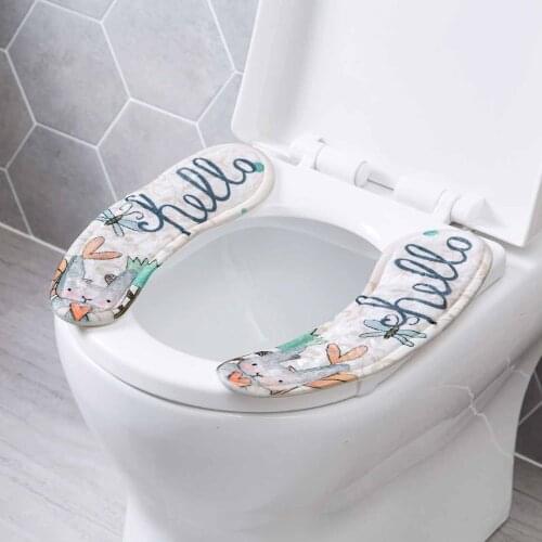 OTHERHOUSE Lovely Cartoon Soft Toilet Seat Cover Washable Lid Cover Health Stick Waterproof Toilet Mat Pad Bathroom Decoration