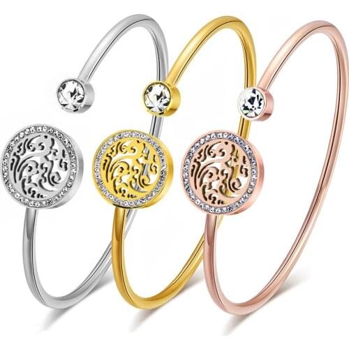 Adjustable Open Stainless Steel Bracelet Bangles 3 Color Cuff Bracelet For Women Jewelry Gift For Girls