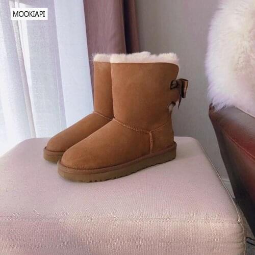 Chinas top quality snow boots in 2019, real sheepskin, natural wool, four colors, free delivery, womens laced shoes