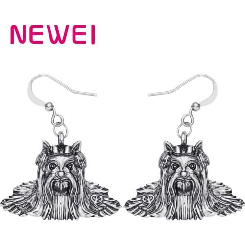 Newei Plated Alloy Antique Gold Shih Tzu Dog Metal Earrings Long Lovely Animal Drop Dangle Jewelry Women Friends Girls Jewellery