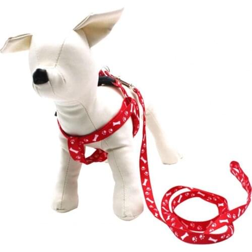 Paw Print Small Dog Harness and Leash Soft Nylon Pet Walking Harness Vest For Chihuahua Yorkshire